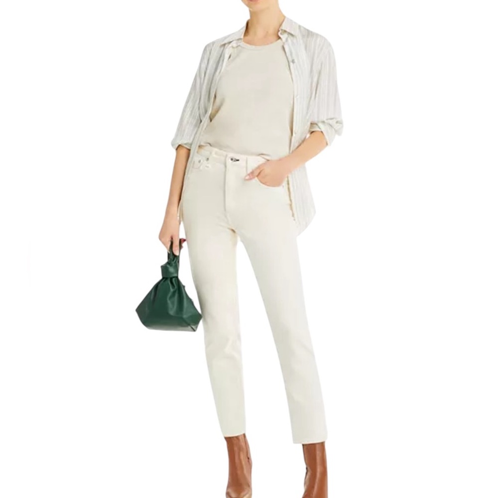 NWT RAG AND BONE HIGH RISE ANKLE CIGARETTE DENIM JEANS IN ECRU